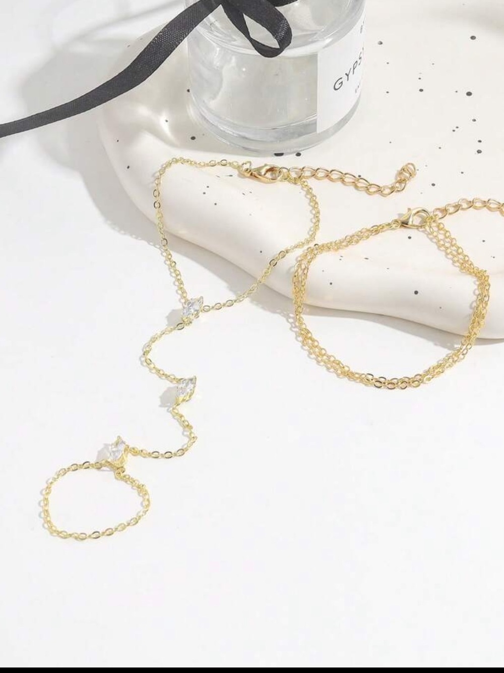 Affordable Fashion Finds Gold Hand Chain with Sparkling Accents - Picture 3 of 4